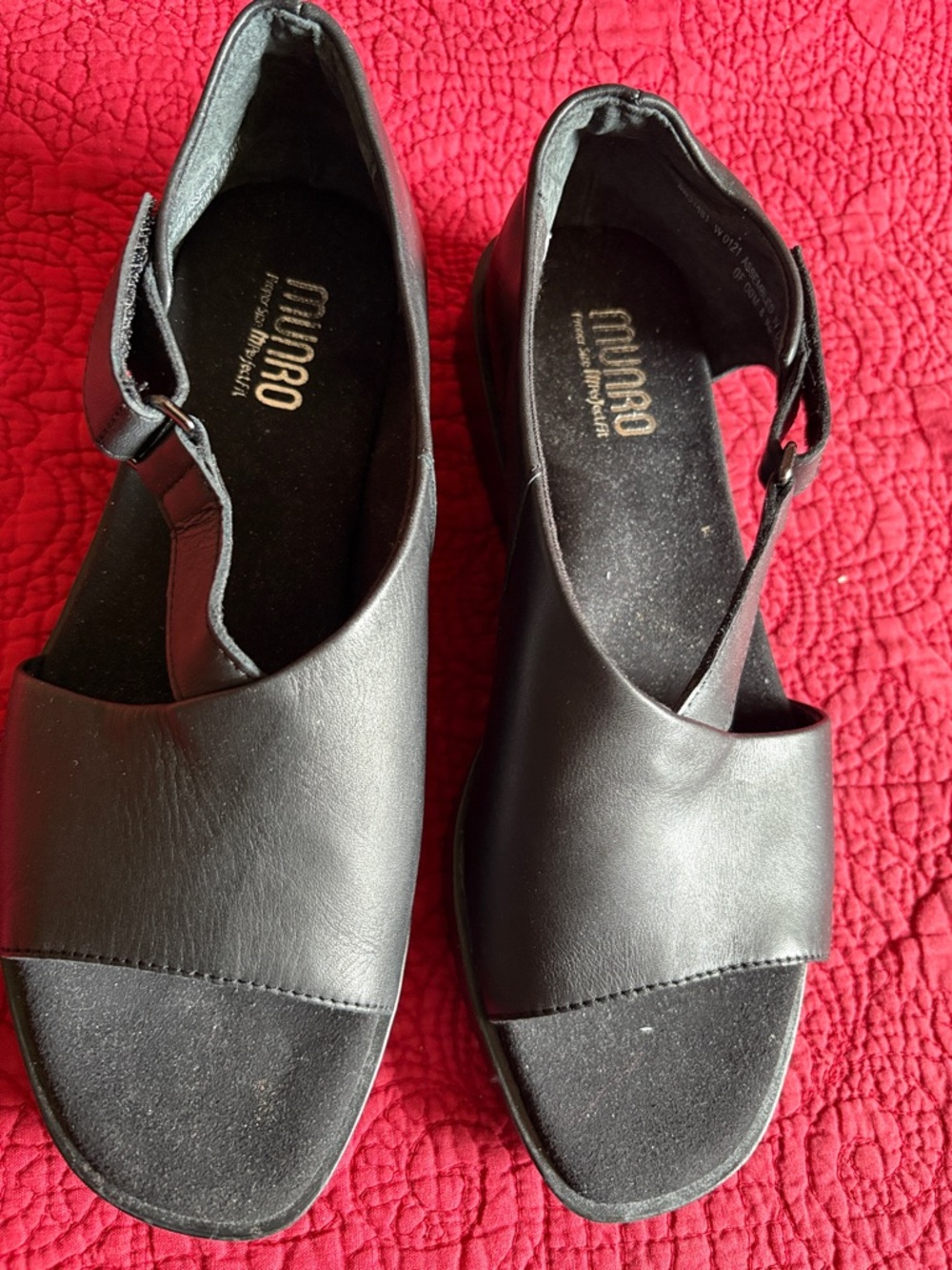 New Munro Black Leather Slingback Sandals